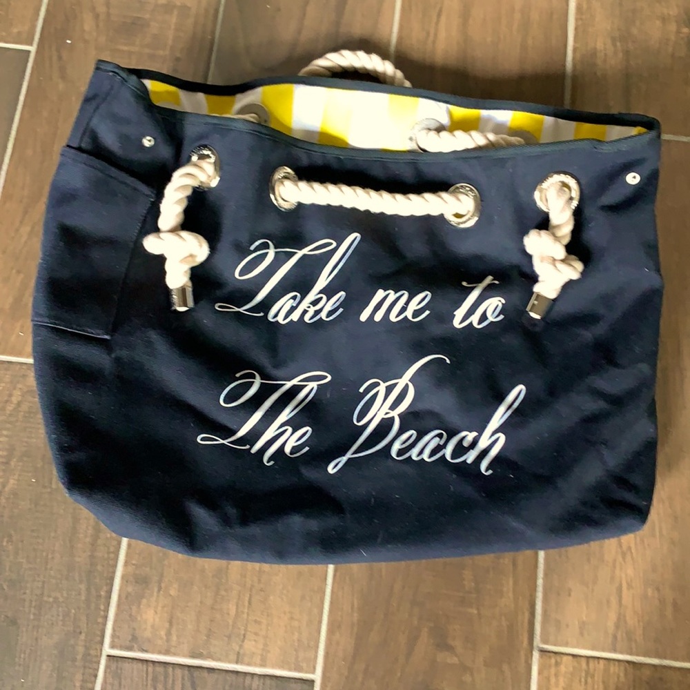 WILDFOX Beach Bag Black Yellow White Stripe